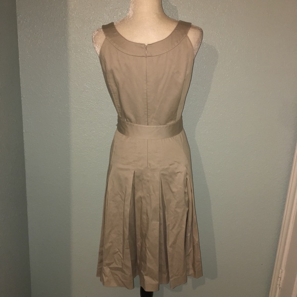 Calvin Klein Belted Pleated Dress Khaki A-Line - Picture 3 of 4